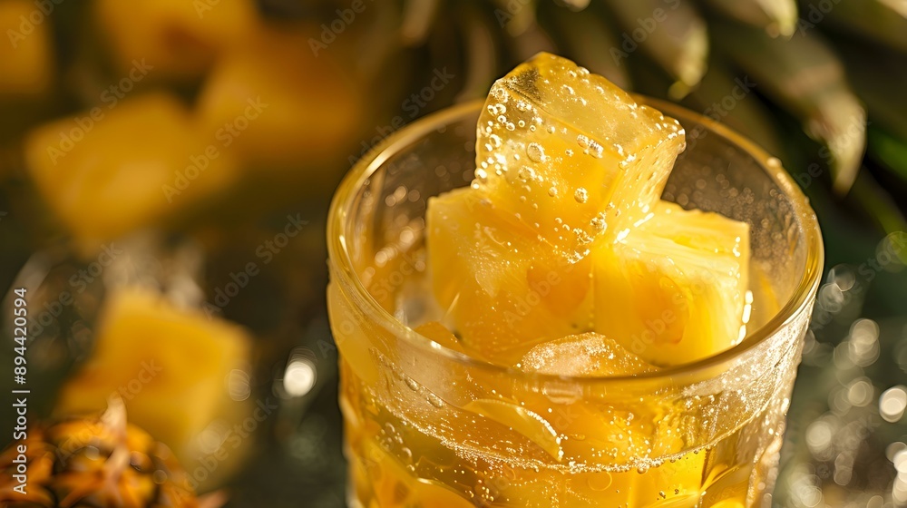 Canvas Prints ice cubes with pineapple pieces image