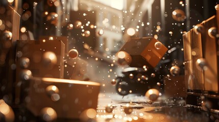 Cardboard Boxes Floating in Alleyway