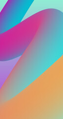 Trendy colourful pink yellow blue purple stories gradient 3d shapes template in vibrant colours. Beautiful bright vector wallpaper. Abstract vertical 9:16 gradient background for your social media.