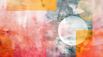 Fototapeta premium An abstract background featuring a blend of watercolor textures and geometric shapes