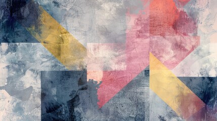 Fototapeta premium An abstract background featuring a blend of watercolor textures and geometric shapes