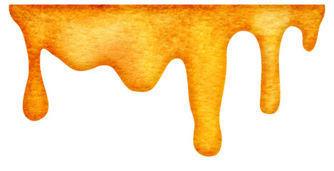 Honey dripping down. Watercolor element. Concept of healthy natural nutrition.