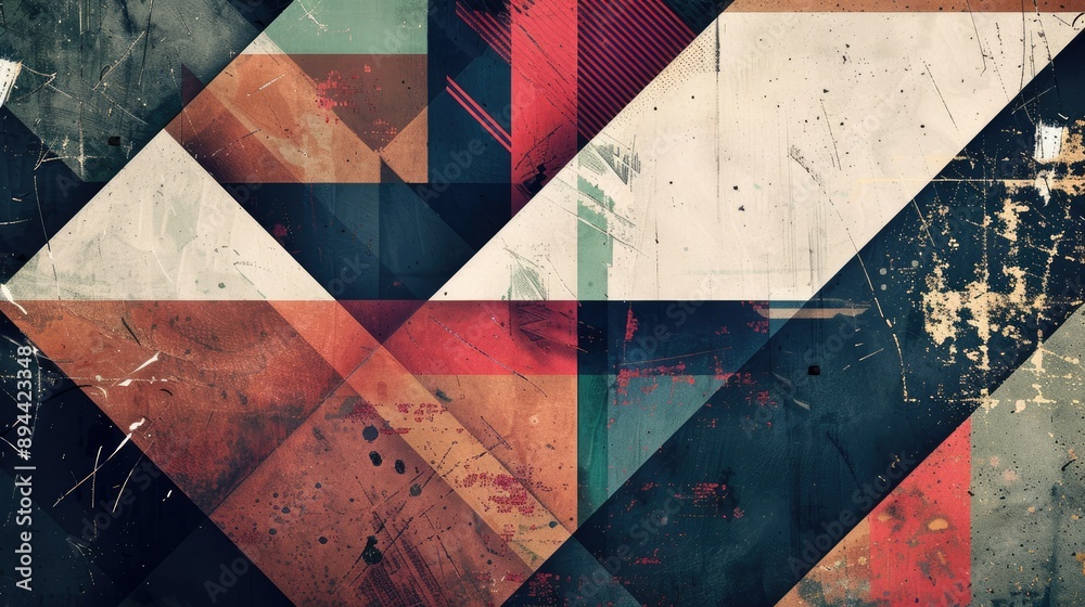 Poster an abstract background with geometric patterns and a blend of vintage and modern elements