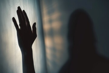 Mysterious Hand Shadow on Frosted Glass