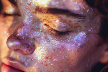 Close-Up Of Glowing Skin With Glitter