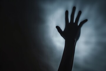 Dark Hand Silhouette Against Opaque Surface