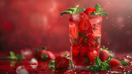 Strawberry drink served in a tall glass