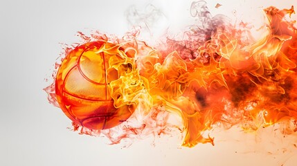 volleyball with flames isolated on white. 