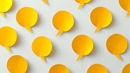 seamless background with speech bubble, bright yellow paper speech bubble set, chat, communication