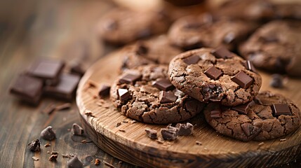 Chocolate cookies with chocolate pieces laid img