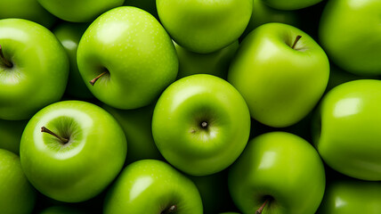 ripe juicy green fruit apples, texture background vegetarian style