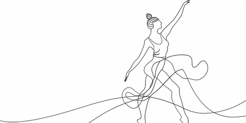 Elegant Ballet Dancer Line Art