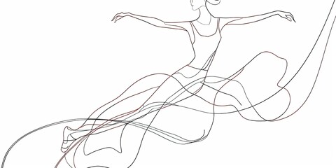 Elegant Ballet Dancer Line Art