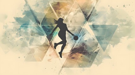 Illustration of abstract volleyball player silhouette in triangle. volleyball player, sport. 