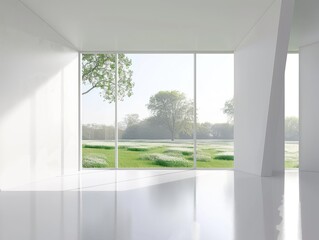 Fototapeta premium Bright Minimalist Room with Large Window