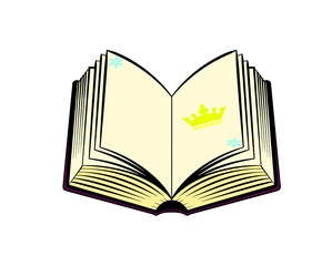 Book with crown on transparent background