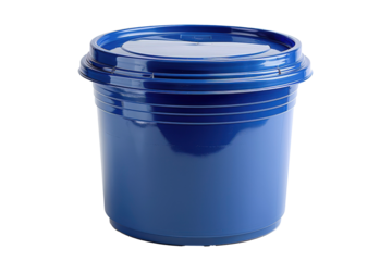 Blue Plastic Bucket With Lid Isolated on White Background