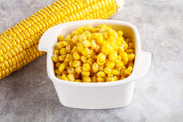 Marinated corn in the bowl