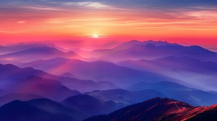 Obraz premium Mountains against the backdrop of the sunset sky