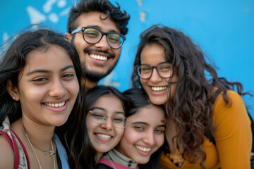 Fototapeta premium young indian college students group standing together