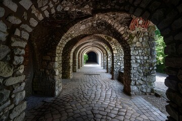 Echoes in a natural corridor with intricate stone textures highlight the interplay between sound and environment in a unique geological setting.