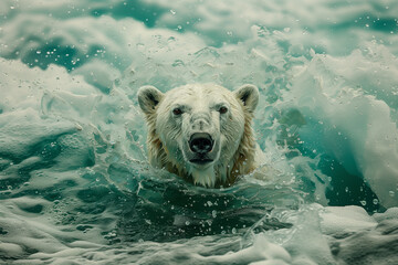 Arctic Majesty : The Polar Bear's Enchanted Gaze in a Whisper of Frost, Generative AI