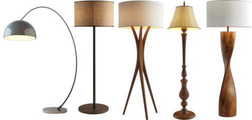 set of floor lamps isolated on white background