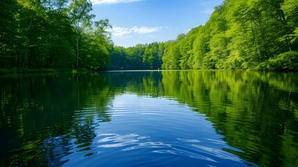 Obraz premium Forest backwater with crystal clear water reflecting