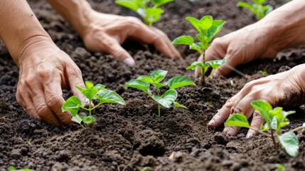 Concept of Sustainability, hands planting trees. Sustainable development goals (SDGs) concept