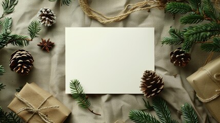 Mockup of a blank holiday card with space for text