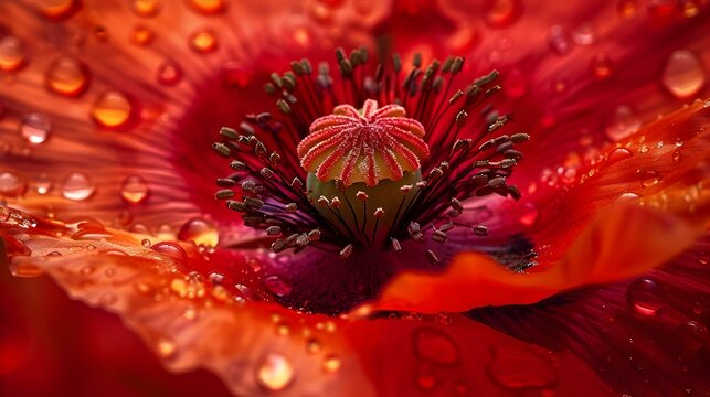 A macro photograph of a bright red poppy img