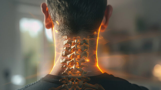 Stressed and Stiff: Man Shows Signs of Neck Discomfort (Digital)