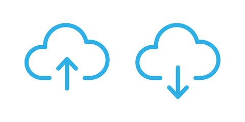 Cloud download and upload icon set