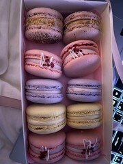 colorful macaroons on a table