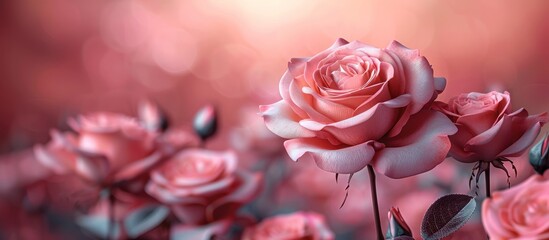 Delicate Pink Roses in a Romantic Setting