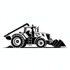 Naklejka premium Isolated Silhouette of Agricultural Tractor