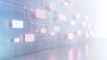 Gentle gradient background with email marketing tools, showing customer engagement