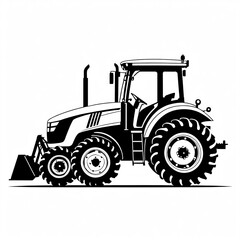 Naklejka premium Black and White Silhouette of Agricultural Equipment