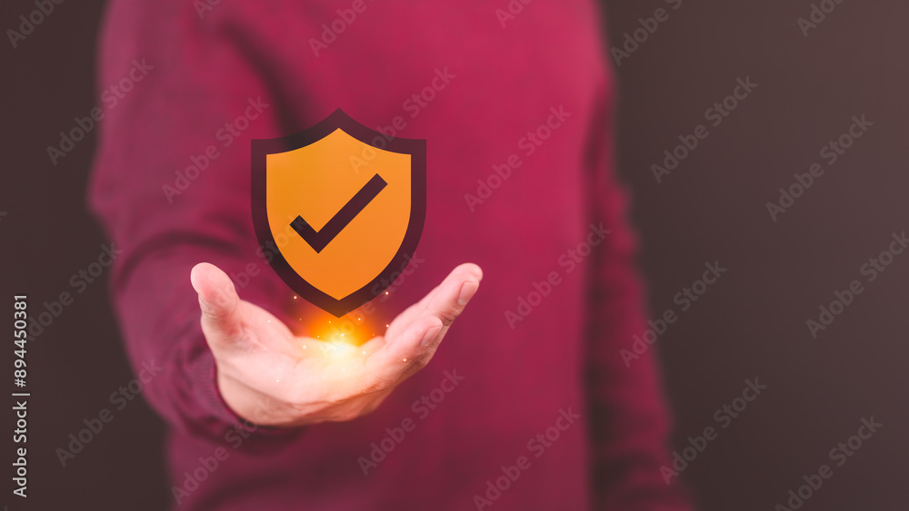 Aufkleber user show identity proofing icon for security protection, emphasizing the quality assurance of busin