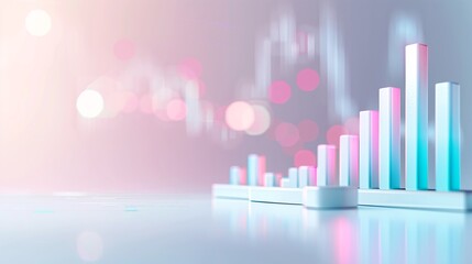 Fototapeta premium Soft pastel gradient background with effective SEO graphs, representing successful campaigns