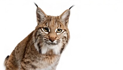Fototapeta premium bobcat - Lynx rufus - also known as the red lynx, is one of the four extant species within the medium sized wild cat genus Lynx. Native to North America. isolated on white background