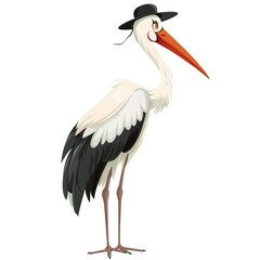 Stork Nautical animal fashion cartoon isolated whitebackground 16:9