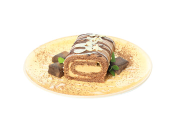 PNG,Cake roll in a bowl, isolated on white background