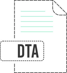 DTA  File format icon dashed outline