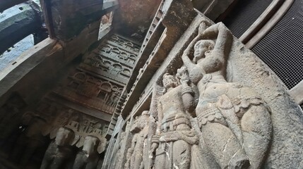 Carvings on Karla caves, Maharashtra, India 