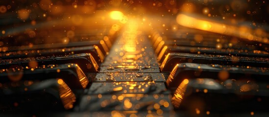 Piano Keys Glowing in Golden Light