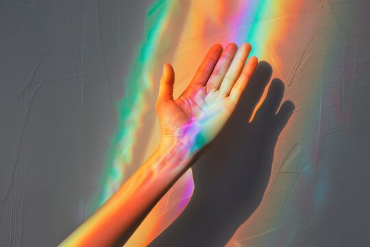 Non-binary person on a rainbow background for pride day, advocating for visibility and acceptance of non-binary individuals worldwide. Beautiful simple AI generated image in 4K, unique.