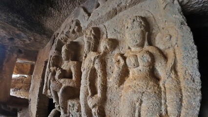 Carvings on Karla caves, Maharashtra, India 