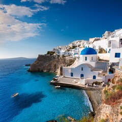 Fototapeta premium traditional Greek village, AI generated
