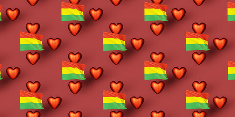 Bolivia Independence Day greeting card template pattern. 3d render.